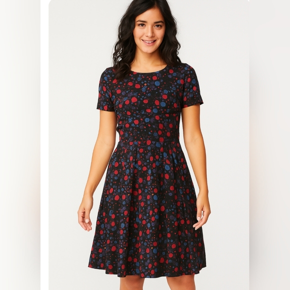 LuLaRoe Dresses & Skirts - NWT Lularoe Amelia Dress Red Blue Zipper Back Colorful Dress Size Large 12/14